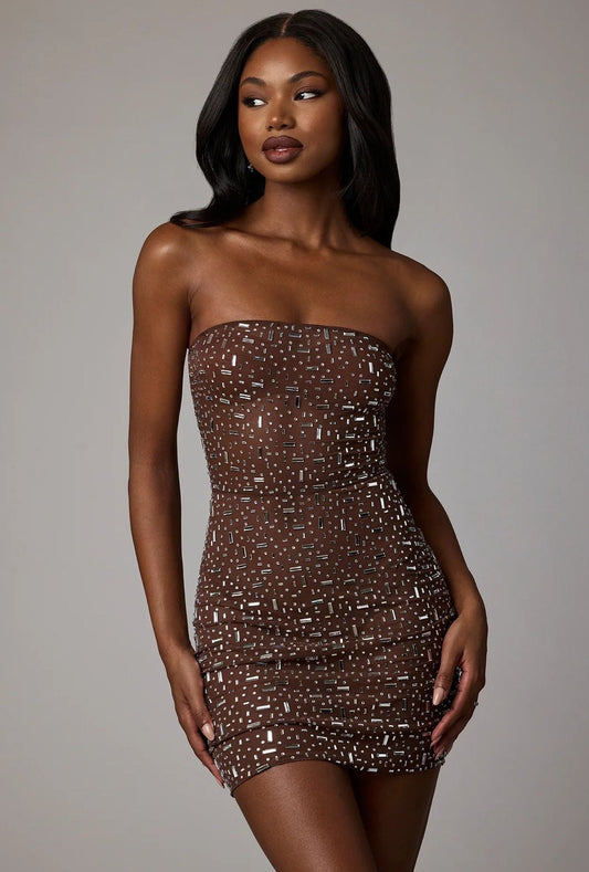 Robe “Diana” courte marron foncé Acces’ by Liliha