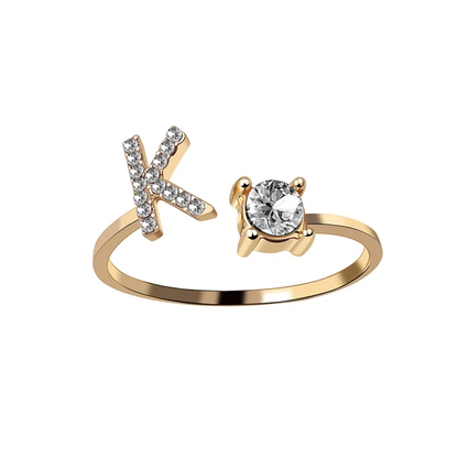 Bague Initiale avec Zircons Cubiques - Taille Ajustable Chris