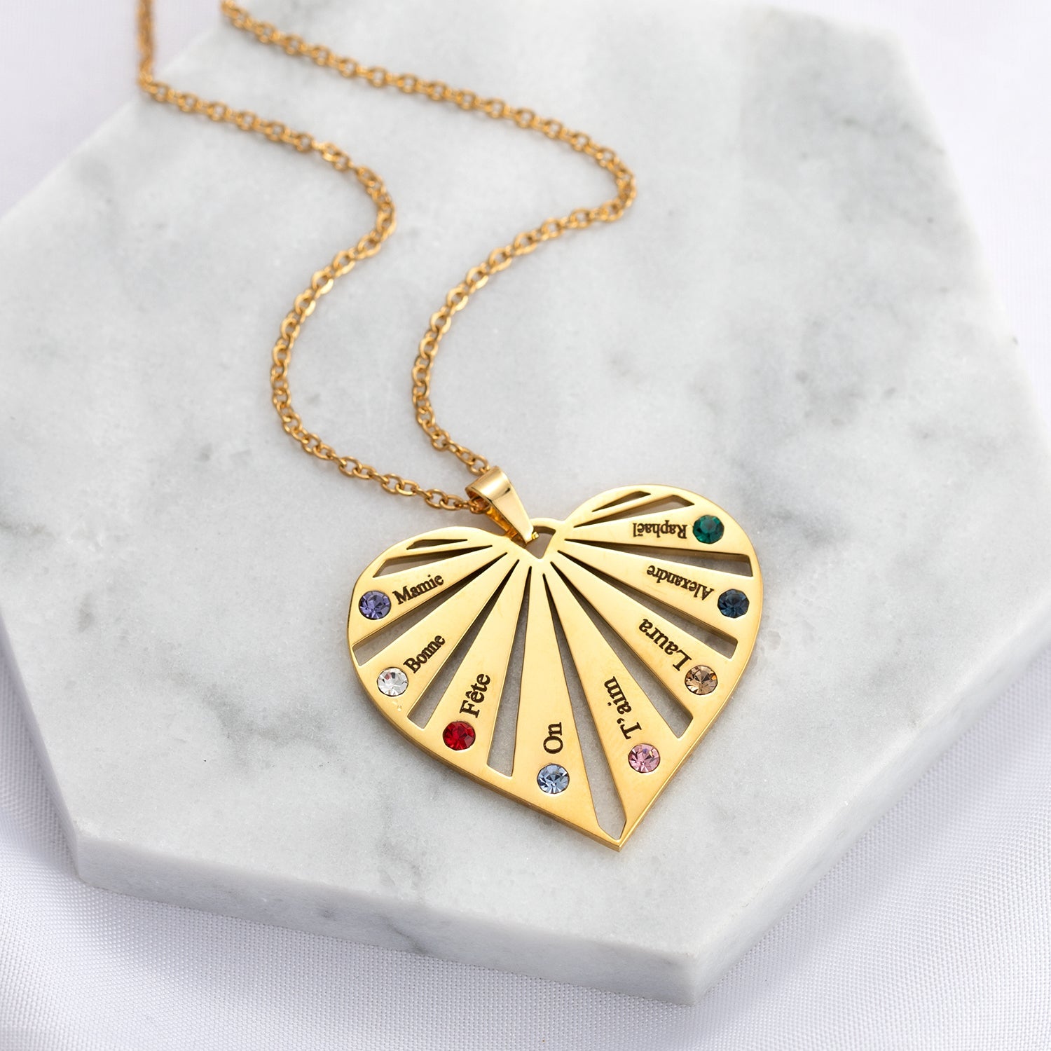 Collier Coeur avec Pierres de Naissance Personnalisé Chris