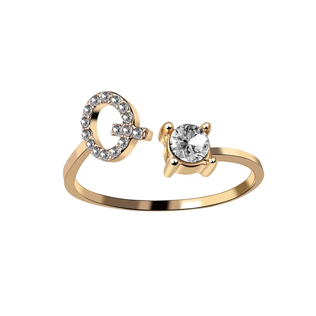 Bague Initiale avec Zircons Cubiques - Taille Ajustable Chris