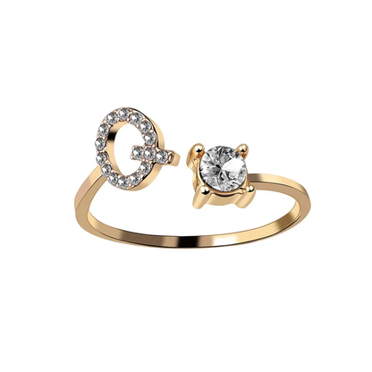 Bague Initiale avec Zircons Cubiques - Taille Ajustable Chris