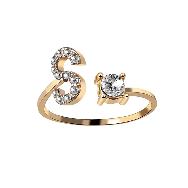 Bague Initiale avec Zircons Cubiques - Taille Ajustable Chris