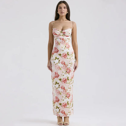 Robe longue à fleur sexy en polyester pour femme - Printemps/Été 2024 Ozeroz