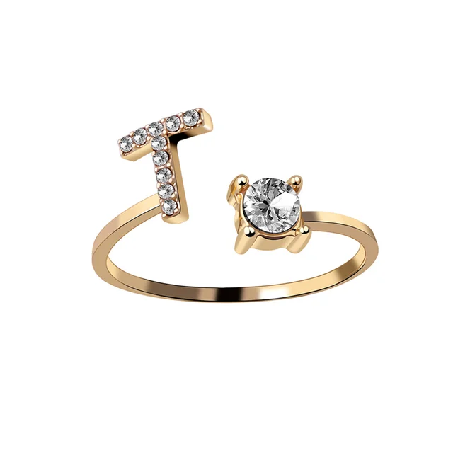 Bague Initiale avec Zircons Cubiques - Taille Ajustable Chris
