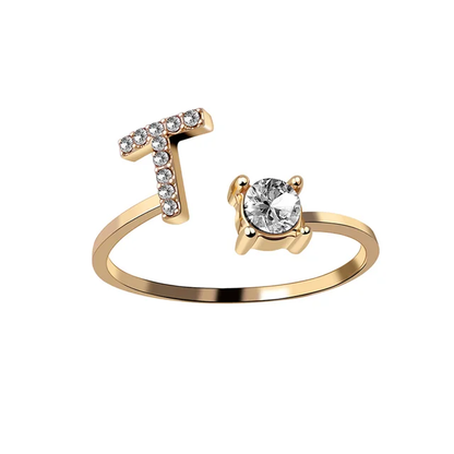 Bague Initiale avec Zircons Cubiques - Taille Ajustable Chris