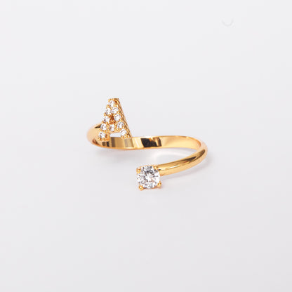 Bague Initiale avec Zircons Cubiques - Taille Ajustable Chris