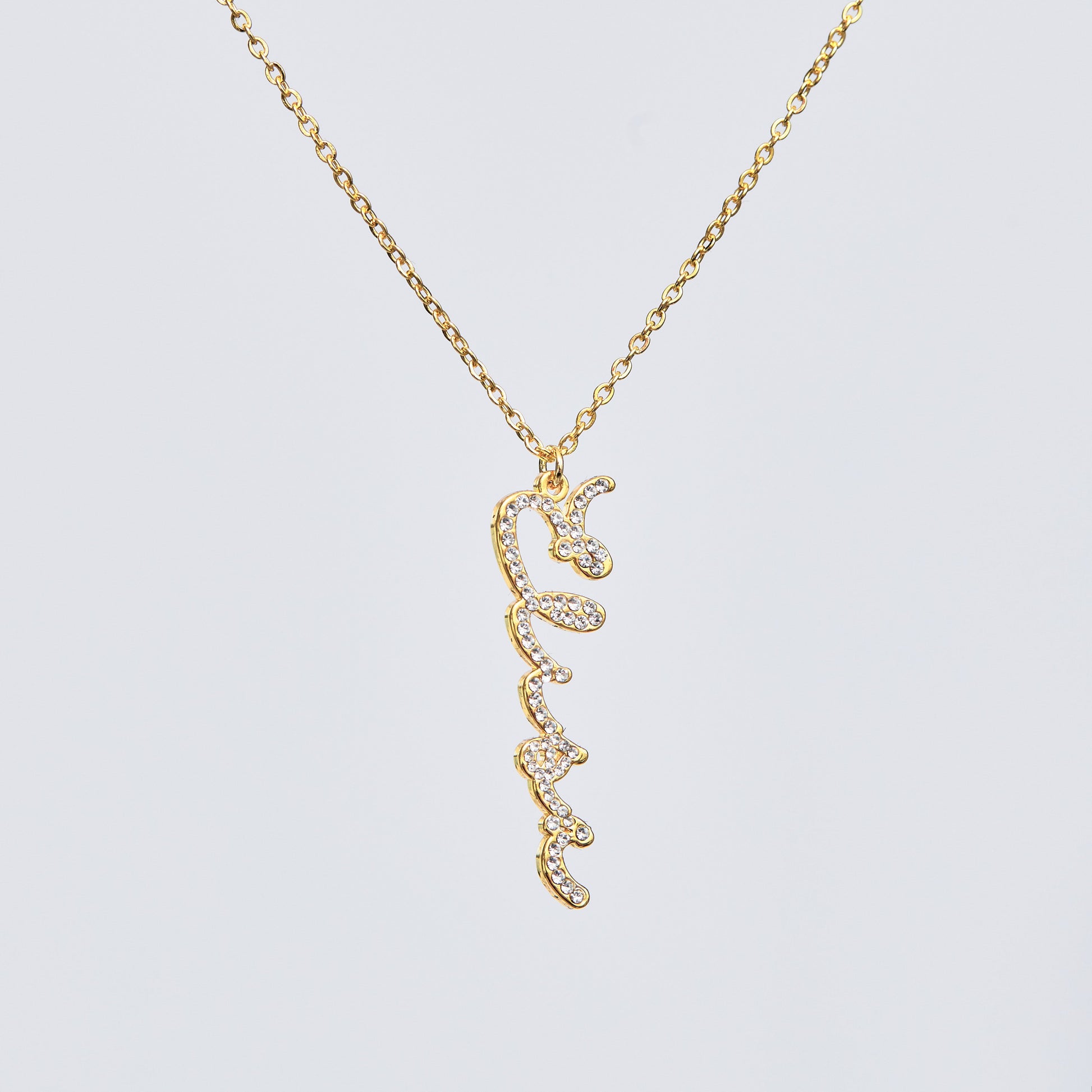 Collier Prénom Vertical Personnalisé avec Strass Chris