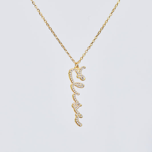 Collier Prénom Vertical Personnalisé avec Strass Chris