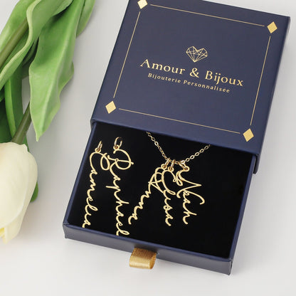 Collier Prénom Vertical Signature Multiple - Détachable Chris