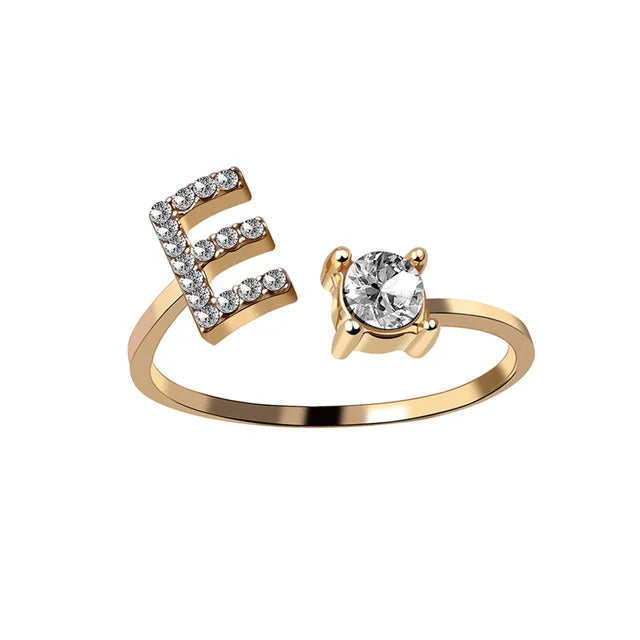 Bague Initiale avec Zircons Cubiques - Taille Ajustable Chris
