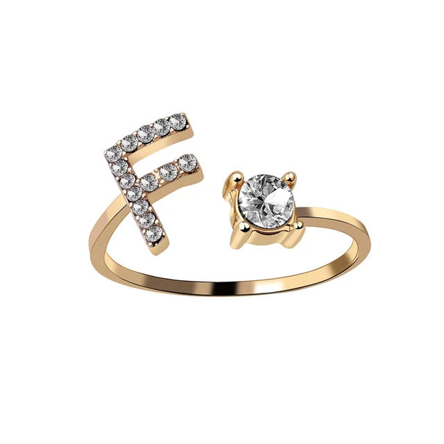 Bague Initiale avec Zircons Cubiques - Taille Ajustable Chris
