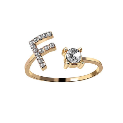Bague Initiale avec Zircons Cubiques - Taille Ajustable Chris