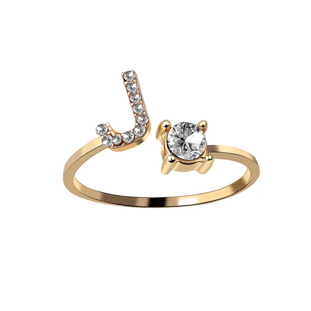 Bague Initiale avec Zircons Cubiques - Taille Ajustable Chris