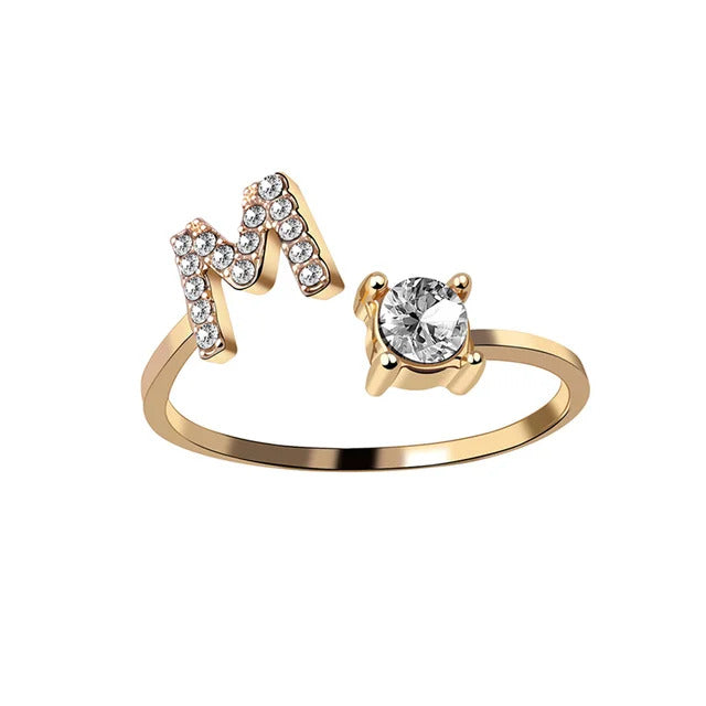 Bague Initiale avec Zircons Cubiques - Taille Ajustable Chris