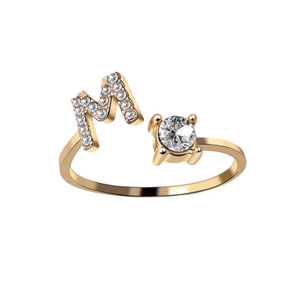Bague Initiale avec Zircons Cubiques - Taille Ajustable Chris