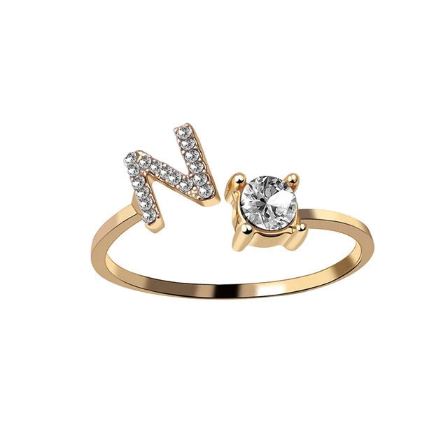 Bague Initiale avec Zircons Cubiques - Taille Ajustable Chris