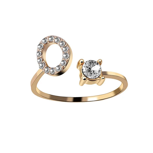 Bague Initiale avec Zircons Cubiques - Taille Ajustable Chris