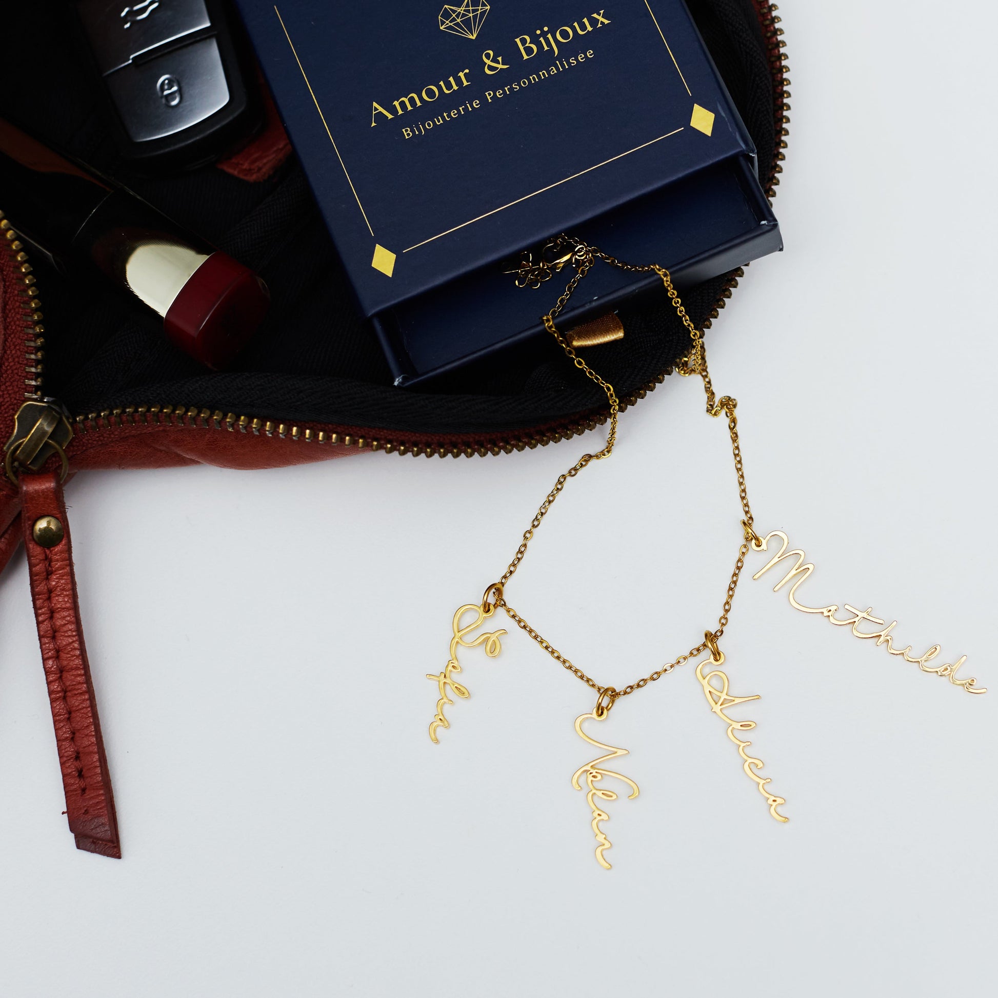 Collier Prénom Vertical Signature Multiple - Détachable Chris