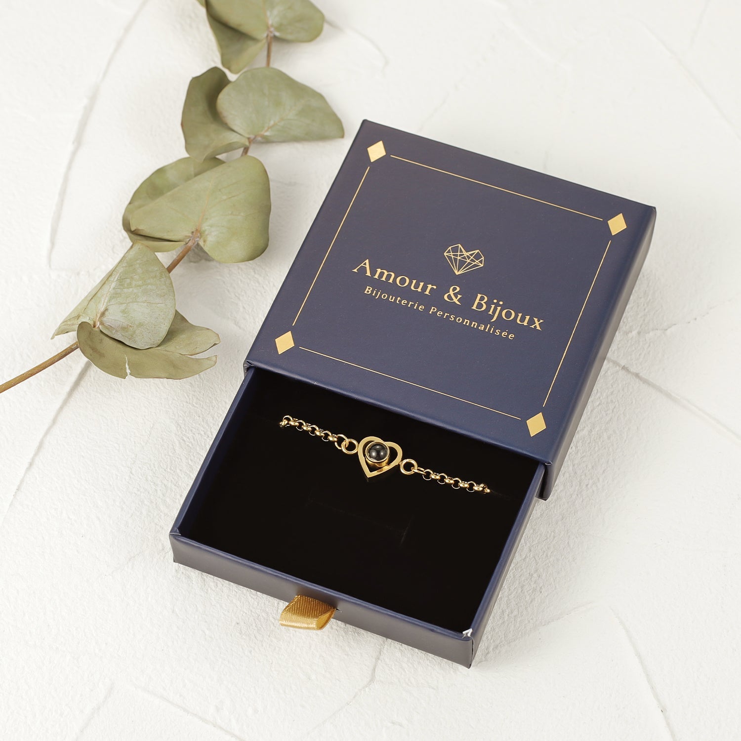Bracelet Coeur Initiale Projection de Photo Amour & Bijoux