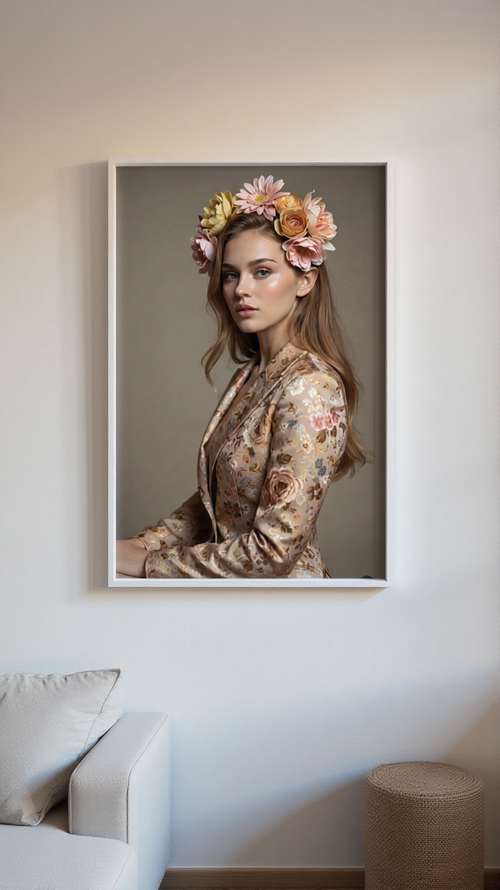 Personalized Pink Portrait Canvas - Floral Art