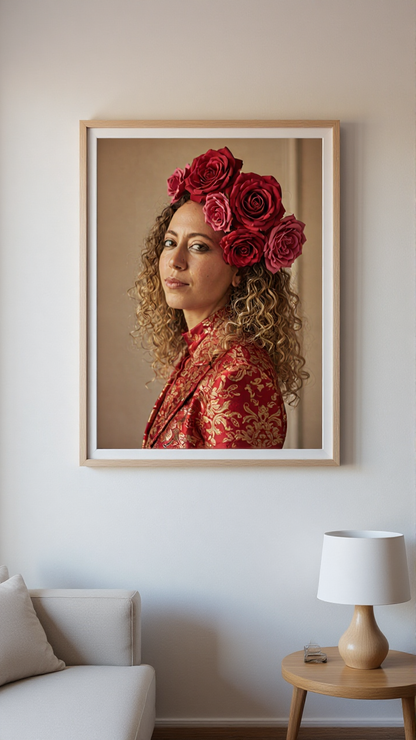 Personalized Pink Portrait Canvas - Floral Art