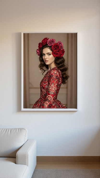 Personalized Pink Portrait Canvas - Floral Art