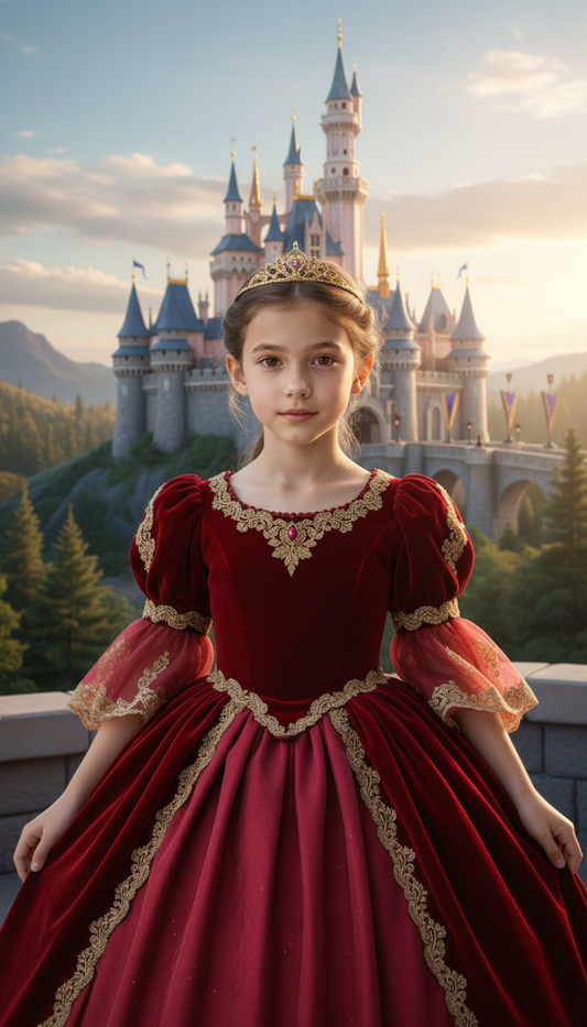 Children's red princess dress canvas - Personalized fairy tale