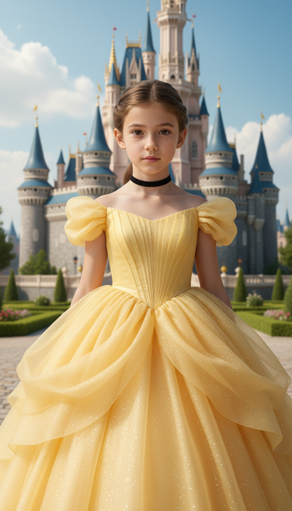 Toile enfant robe de princesse rouge Conte de fees personnalise