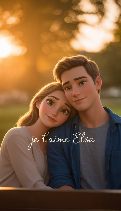 Personalized couple canvas print - Love and complicity