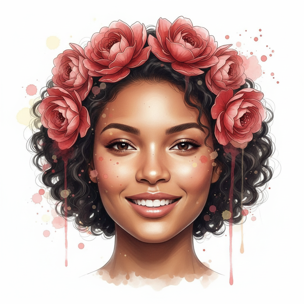 Personalized Pink Portrait Canvas - Floral Art