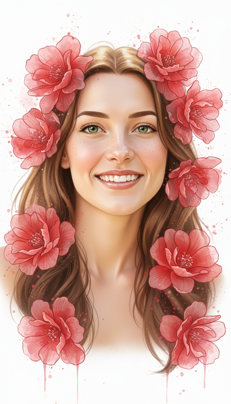 Personalized Pink Portrait Canvas - Floral Art
