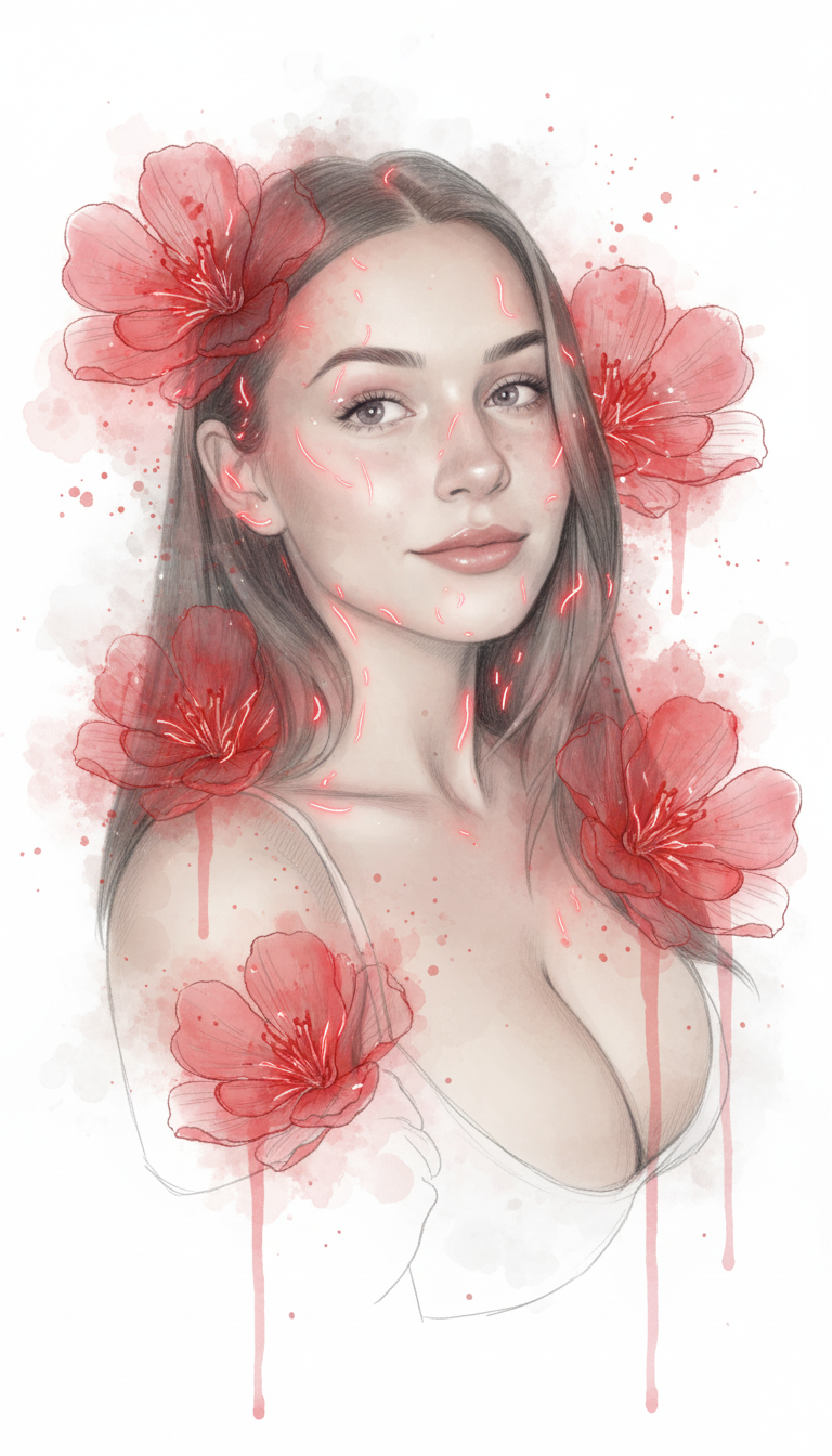 Personalized Pink Portrait Canvas - Floral Art