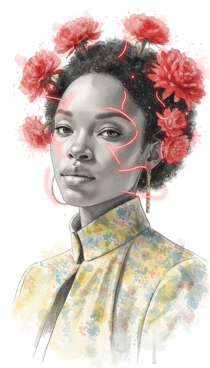 Personalized Pink Portrait Canvas - Floral Art