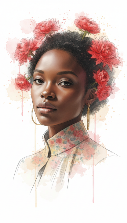 Personalized Pink Portrait Canvas - Floral Art