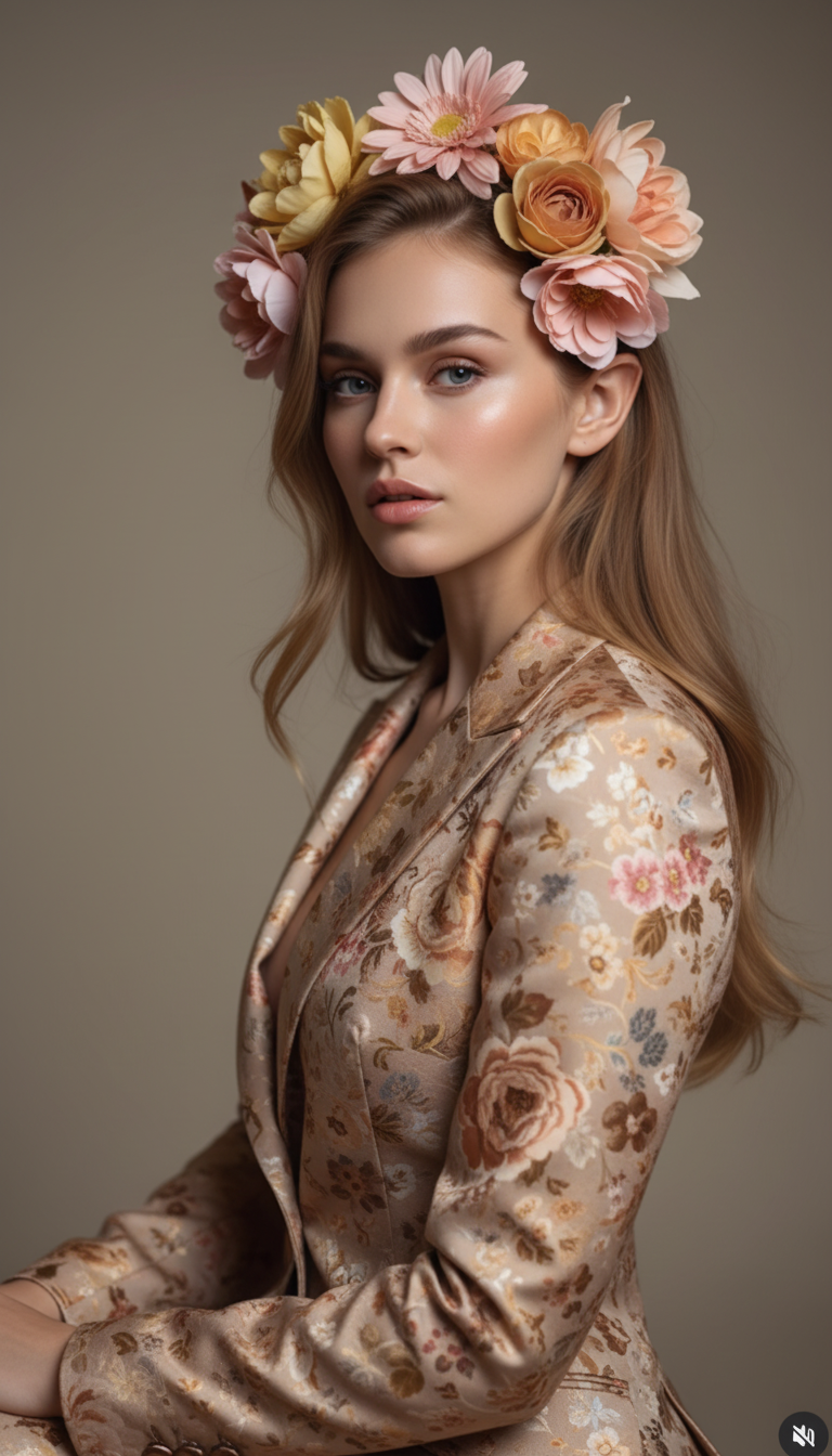 Personalized Pink Portrait Canvas - Floral Art