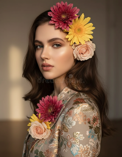 Personalized Pink Portrait Canvas - Floral Art