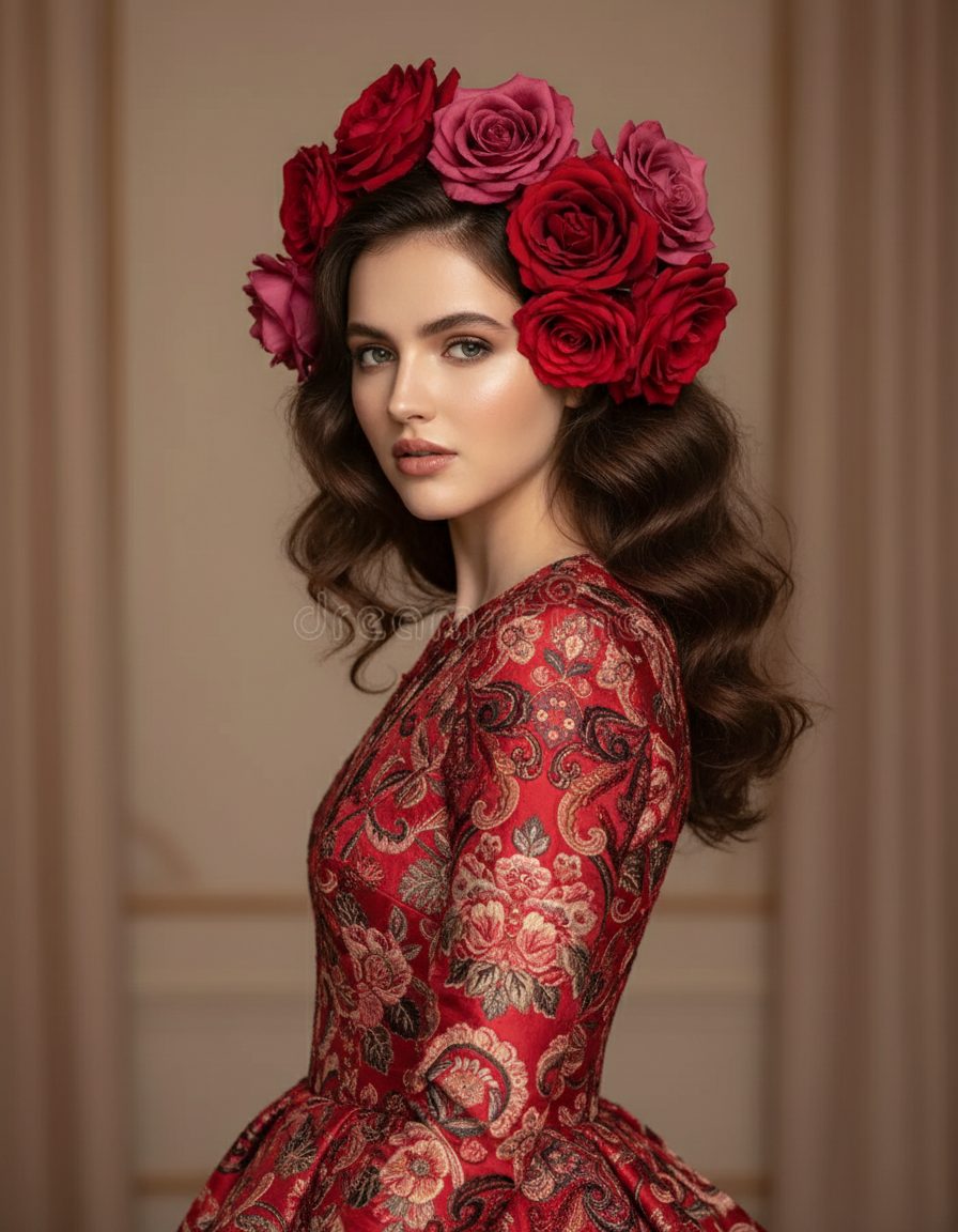 Personalized Pink Portrait Canvas - Floral Art