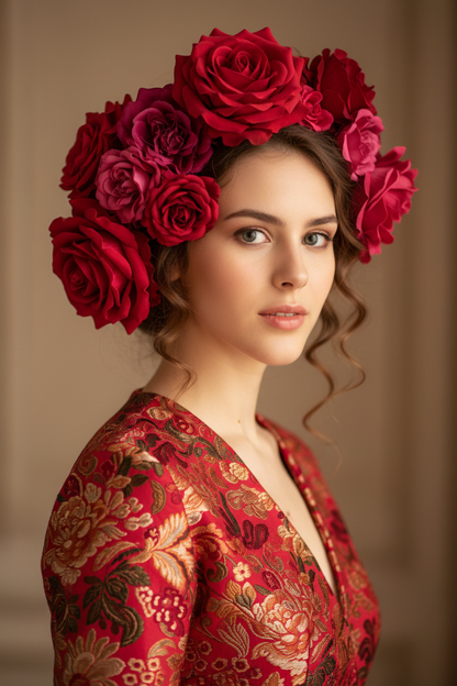 Personalized Pink Portrait Canvas - Floral Art