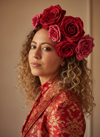 Personalized Pink Portrait Canvas - Floral Art