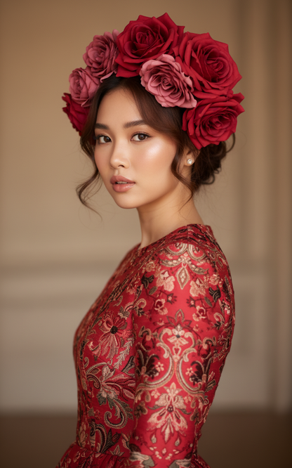 Personalized Pink Portrait Canvas - Floral Art