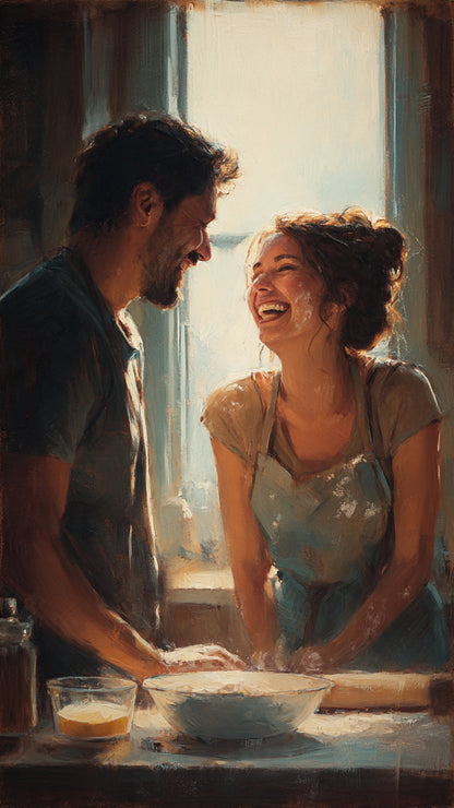 Personalized couple canvas print - Love and complicity